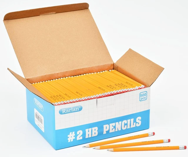 Alt view image 2 of 6 - Wood-Cased #2 HB Pencils, Pre-sharpened, 500 Count Bulk Pack Classroom Pencils with Erasers for School and Teacher Supplies, Writing, Drawing and Sketching, Back to School