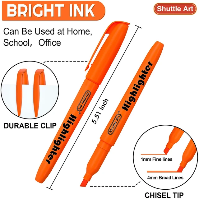 Alt view image 3 of 7 - Orange Highlighters, 30 Pack Highlighters Bright Colors, Chisel Tip Dry-Quickly Non-Toxic Highlighter markers for Adults Teachers Students Highlighting in the Home School Office