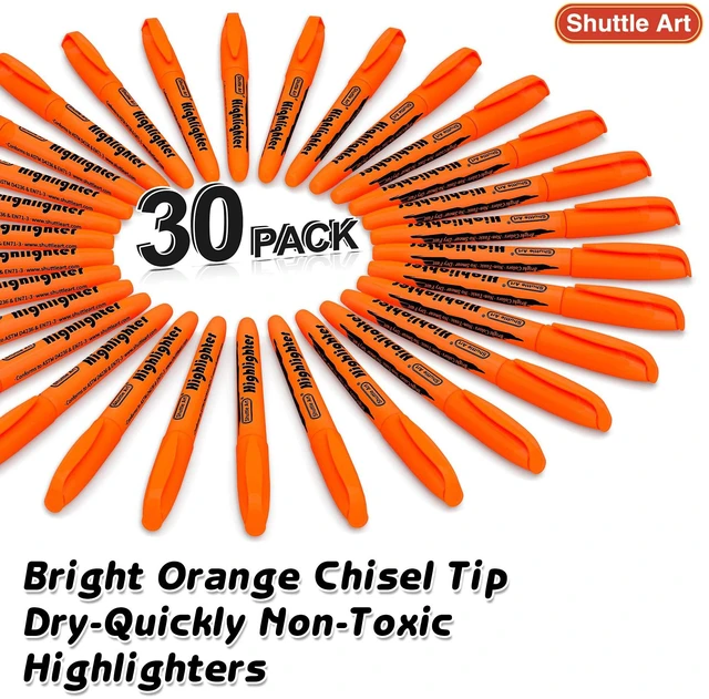 Alt view image 2 of 7 - Orange Highlighters, 30 Pack Highlighters Bright Colors, Chisel Tip Dry-Quickly Non-Toxic Highlighter markers for Adults Teachers Students Highlighting in the Home School Office