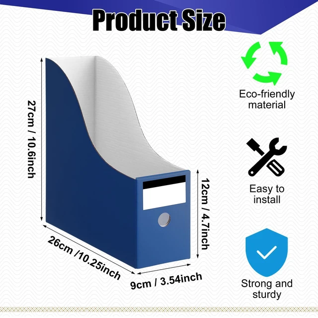 Alt view image 2 of 7 - 24 Pcs Magazine Files Cardboard Holders,Classic,Navy Blue File Organizer Foldable Paper Storage for Desk, Vertical Holder with Label, Kraft Office Classroom Bins, Document Organizing