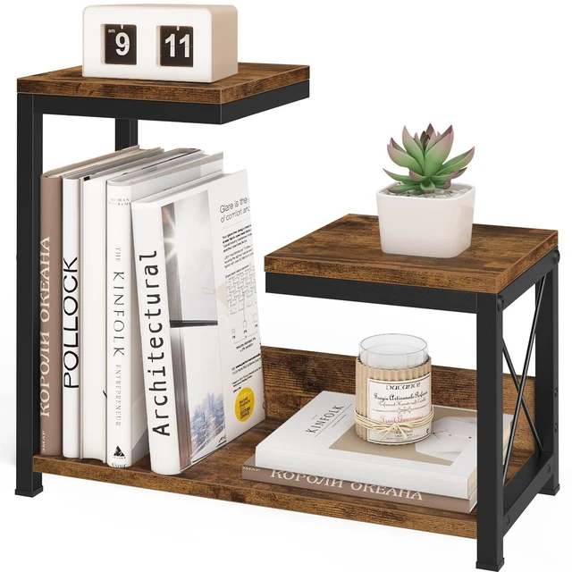 Main image of Desktop Shelf Organizer, 3 Tier Office Shelves, Wood Desk Organizers Storage Rack and Freestanding Display Shelf for Office, Dormitory, Home, Rustic Brown