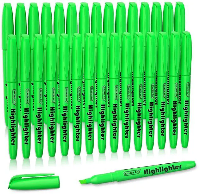 Main image of Highlighters, 30 Pack Green Highlighter Pens Bright Colors, Chisel Tip Dry-Quickly Non-Toxic Highlighter Markers for Adults Teachers Students Highlighting in Home School Office