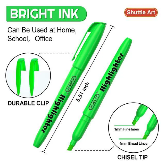 Alt view image 3 of 7 - Highlighters, 30 Pack Green Highlighter Pens Bright Colors, Chisel Tip Dry-Quickly Non-Toxic Highlighter Markers for Adults Teachers Students Highlighting in Home School Office