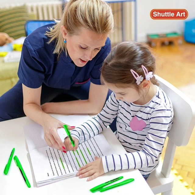 Alt view image 7 of 7 - Highlighters, 30 Pack Green Highlighter Pens Bright Colors, Chisel Tip Dry-Quickly Non-Toxic Highlighter Markers for Adults Teachers Students Highlighting in Home School Office