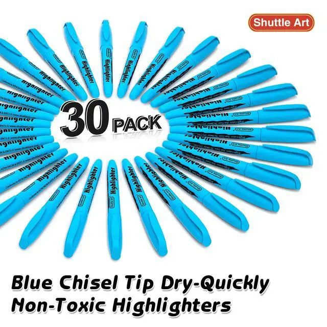 Alt view image 2 of 7 - Highlighters, 30 Pack Blue HighlighterPens Bright Colors, Chisel Tip Dry-Quickly Non-Toxic Highlighter Markers for Adults Teachers Students Highlighting in the Home School Office