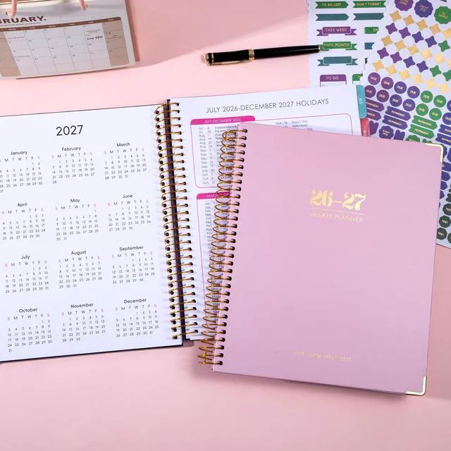 Alt view image 2 of 7 - Planner 2026-2027 Weekly and Monthly 8.5"x11" Hardcover Planner Large Yearly Planner from Jul 2026 - Dec 2027 18 Months Calendar Planners for Women Men Daily Weekly Planning with Tabs,Pink