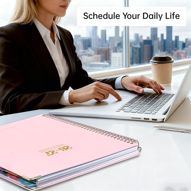 Alt view image 6 of 7 - Planner 2026-2027 Weekly and Monthly 8.5"x11" Hardcover Planner Large Yearly Planner from Jul 2026 - Dec 2027 18 Months Calendar Planners for Women Men Daily Weekly Planning with Tabs,Pink