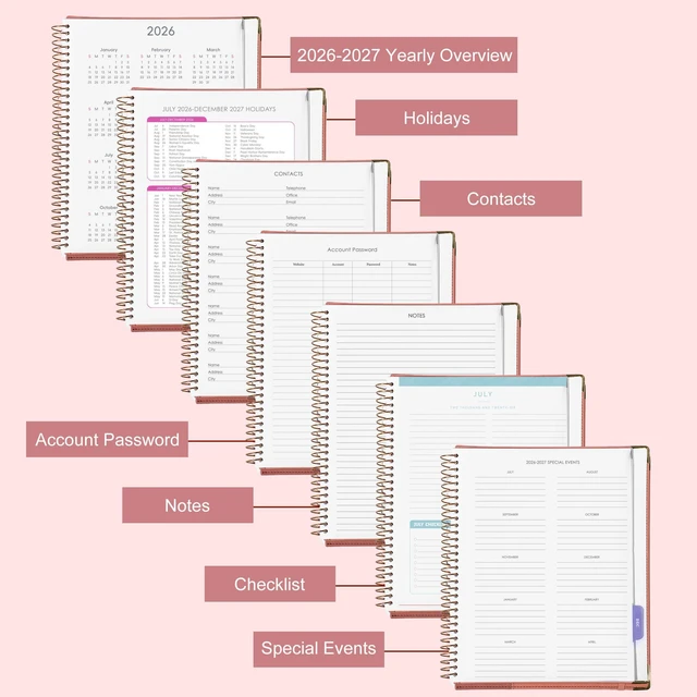 Alt view image 7 of 7 - Planner 2026-2027 Weekly and Monthly 8.5"x11" Hardcover Planner Large Yearly Planner from Jul 2026 - Dec 2027 18 Months Calendar Planners for Women Men Daily Weekly Planning with Tabs,Pink