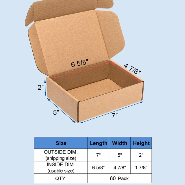 Alt view image 2 of 6 - Shipping Boxes 7x5x2" 60 Pack Brown Corrugated Cardboard Box Mailer Kraft Small Literature Mailer Packaging Supplies, Mailing Boxes for Small Business