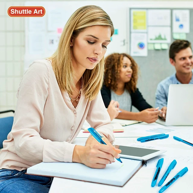 Alt view image 6 of 7 - Highlighters, 30 Pack Blue HighlighterPens Bright Colors, Chisel Tip Dry-Quickly Non-Toxic Highlighter Markers for Adults Teachers Students Highlighting in the Home School Office