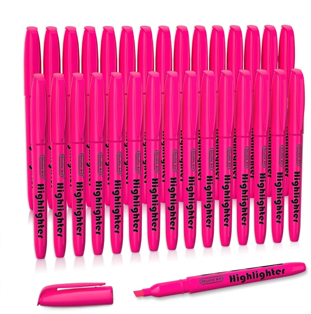 Main image of Highlighters, 30 Pack Highlighters Bright Colors, Pink Colors Chisel Tip Dry-Quickly Non-Toxic Highlighter markers for Adults Students Teachers Highlighting in the Home School Office