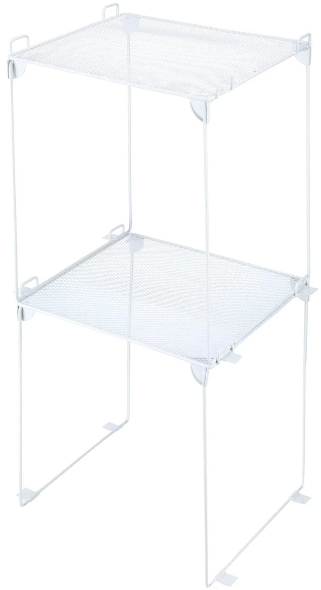 Main image of Metal Locker Shelf Organizer Stackable School, Double Layer, White