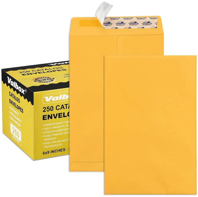 Main image of 6x9 Self Seal Catalog Security Envelopes 250 Count Small Brown Kraft Envelopes for Mailing, Storage and Organizing