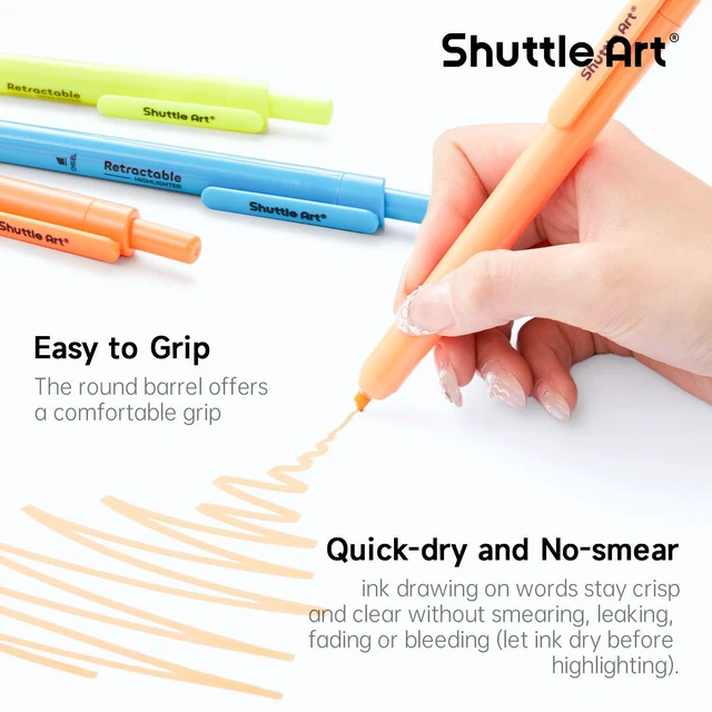 Alt view image 4 of 7 - Retractable Highlighters Assorted Colors, 12 Colors(6 Pastel & 6 Neon) Chisel Tip Fluorescent Markers, Quick-Dry Aesthetic Highlighter Pens for Adults, Perfect for School Office Home
