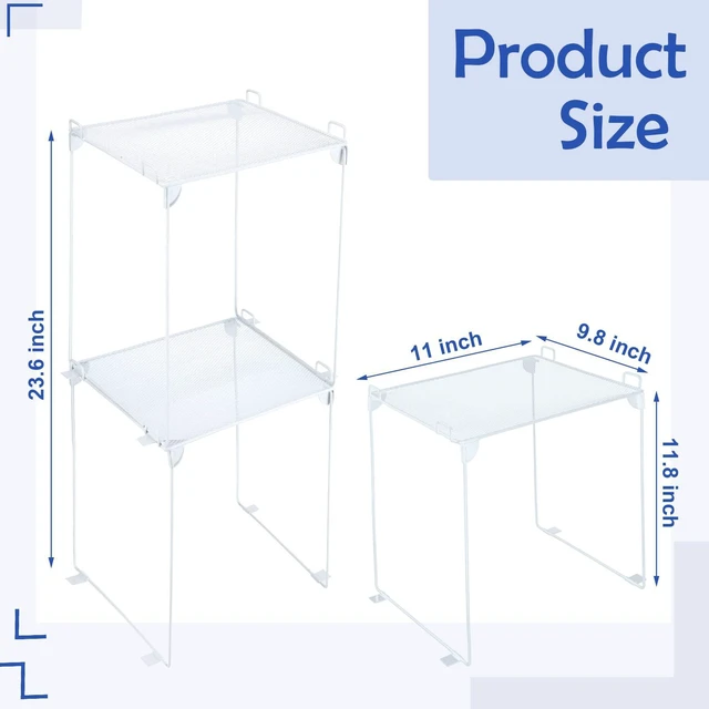 Alt view image 3 of 6 - Metal Locker Shelf Organizer Stackable School, Double Layer, White