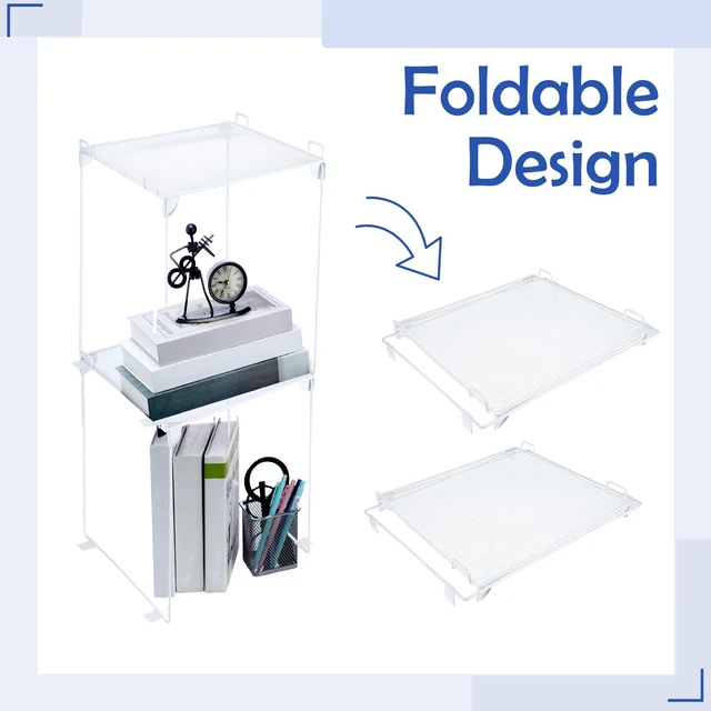 Alt view image 5 of 6 - Metal Locker Shelf Organizer Stackable School, Double Layer, White