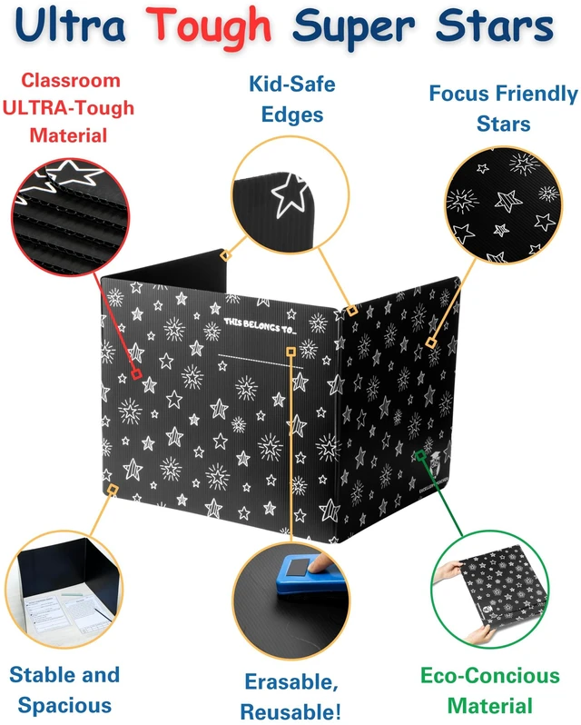 Alt view image 5 of 6 - Privacy Folders for Students, Desk Dividers, Testing Shields 25 Pack Corrugated plastic, erasable surface, reusable, independent work, study carrels, homeschool, focus barriers