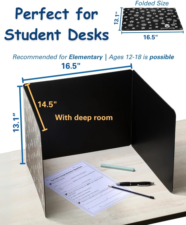 Alt view image 4 of 6 - Privacy Folders for Students, Desk Dividers, Testing Shields 25 Pack Corrugated plastic, erasable surface, reusable, independent work, study carrels, homeschool, focus barriers