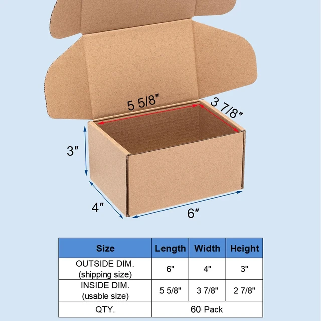 Alt view image 2 of 6 - Shipping Boxes 6x4x3" 60 Pack Brown Corrugated Cardboard Box Mailer Kraft Small Literature Mailer Packaging Supplies, Mailing Boxes for Small Business