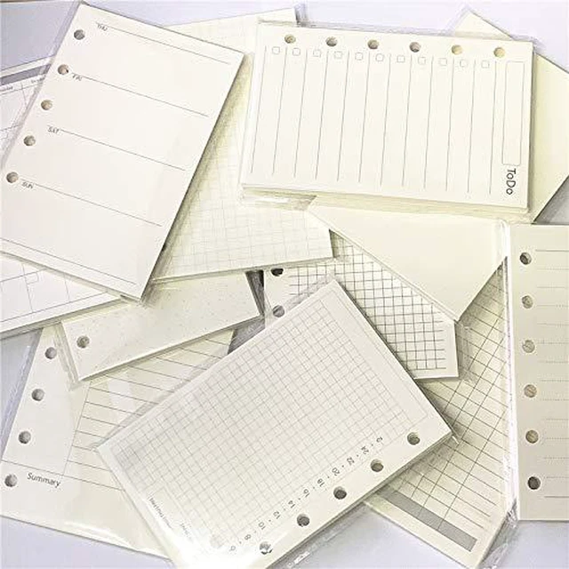 Alt view image 2 of 5 - A7 Planner Inserts for 11 Packs, A7 Agenda Refill, 100 gsm Thicker Paper/4.84 x 3.23'', 45 Sheets(90 Pages) per Pack, 11 Designs Included, for 6 Holes Pocket Binder