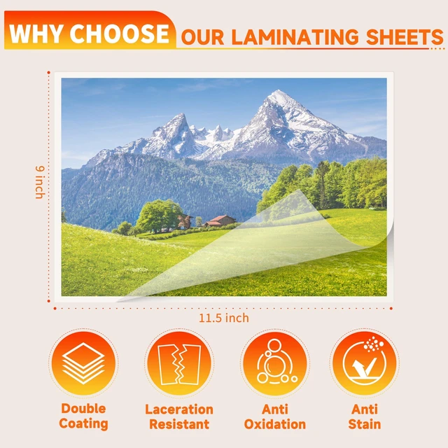 Alt view image 2 of 6 - 600 Pack 3 Mil Thermal Laminating Pouches,Ultra Clear,9x11.5 Inches Laminating Sheets, for Letter Size, Glossy,Heat Seal, Office School Supplies