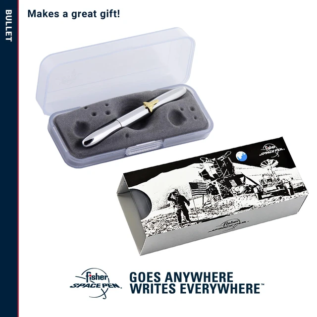 Alt view image 7 of 7 - Space Pen Chrome Shuttle Emblem Pressurized Ballpoint Bullet Pen Gift Box, Compact Size, Writes Upside Down and in Extreme Temperatures, Smooth Black Ink, Medium Point, Made in the USA