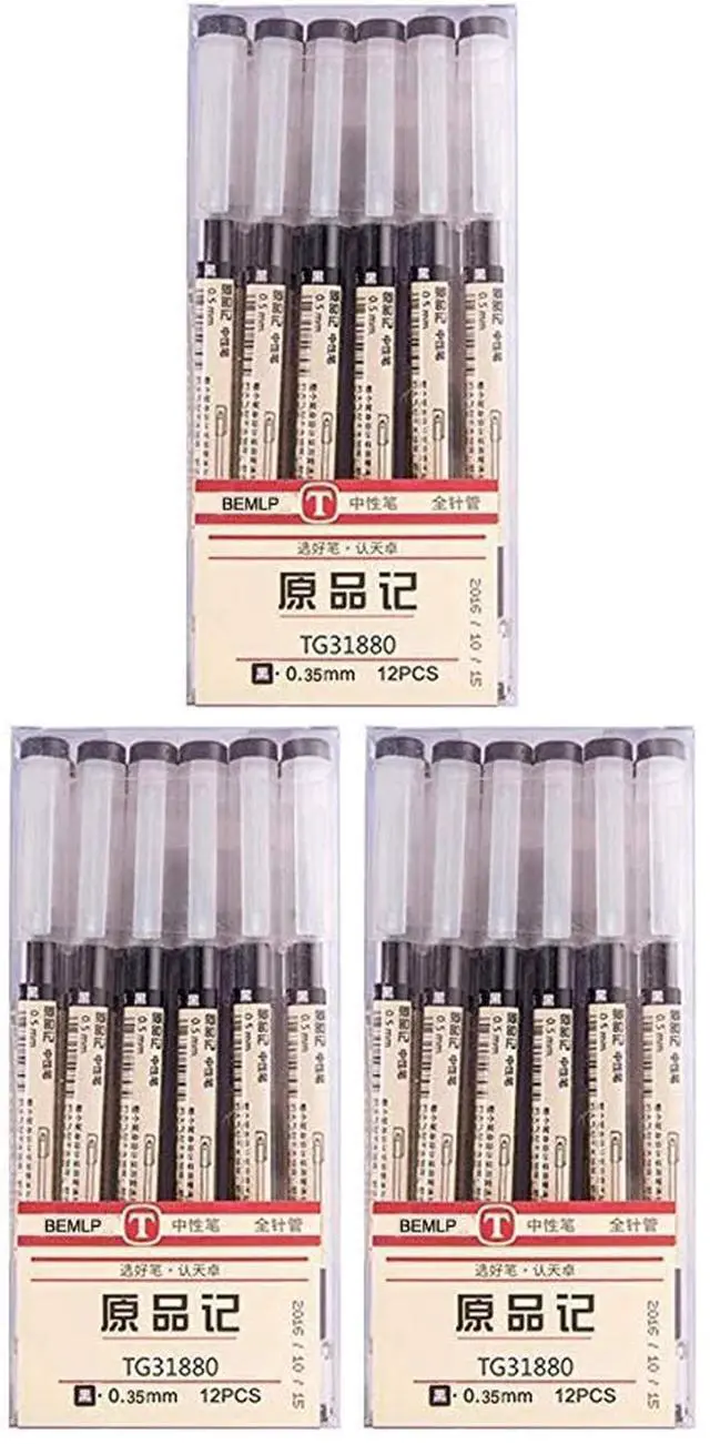 Main image of Gel Ink Pen Extra Fine Point Pens Ballpoint Pen 0.35mm Black for Japanese Office School Stationery Supply 12 Pieces (Pack of 3)