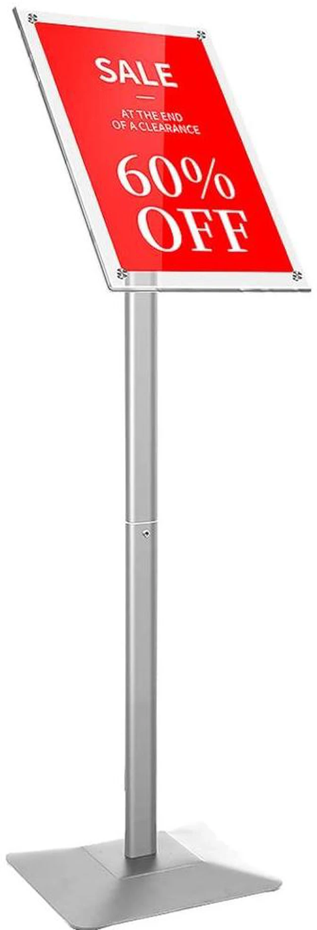 Main image of Adjustable Heavy Duty Pedestal Acrylic Sign holder floor Stand,sign stand poster stand,Standing Floor for 11 x 17 inch,Silver (silver, acrylic frame 11-x-17-inch)