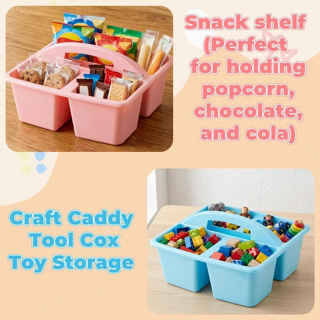 Alt view image 5 of 7 - 12 Pack Classroom Caddy Organizer with Handle Bulk, Mixed Color 1 Plastic Art Craft Cleaning Caddy, Small Multipurpose Supply Organization Storage, Basket for Table Desk Office Pencil Teacher