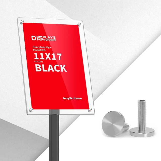 Alt view image 6 of 7 - Heavy Duty Pedestal Sign holder floor Stand,sign stand poster stand,Acrylic Frame Standing Floor for 11 x 17 inch,Black (black, acrylic frame 11-x-17-inch)