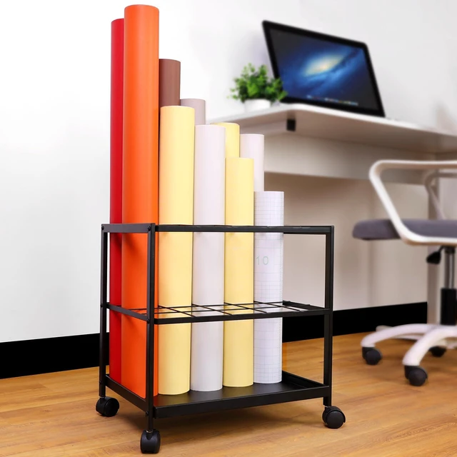 Alt view image 3 of 6 - Blueprint Storage Rack Cart - 20 Slots Metal Blueprint Holder with Double-Layer Grids Ensures Secure, Non-Slip Storage, Organizing Posters, Architectural Plans, and Artwork Stably. (20 Slots)