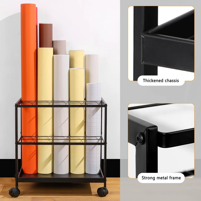 Alt view image 4 of 6 - Blueprint Storage Rack Cart - 20 Slots Metal Blueprint Holder with Double-Layer Grids Ensures Secure, Non-Slip Storage, Organizing Posters, Architectural Plans, and Artwork Stably. (20 Slots)