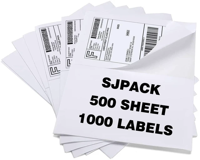 Main image of 1000 Half Sheet Self Adhesive Shipping Labels, 8.5" x 5.5" Address Labels for Laser & Inkjet Printers(1000 labels-500 Sheet)