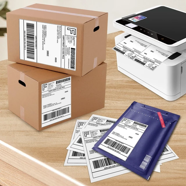 Alt view image 2 of 7 - 1000 Half Sheet Self Adhesive Shipping Labels, 8.5" x 5.5" Address Labels for Laser & Inkjet Printers(1000 labels-500 Sheet)