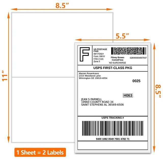 Alt view image 5 of 7 - 1000 Half Sheet Self Adhesive Shipping Labels, 8.5" x 5.5" Address Labels for Laser & Inkjet Printers(1000 labels-500 Sheet)