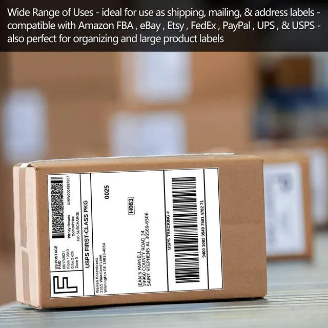 Alt view image 7 of 7 - 1000 Half Sheet Self Adhesive Shipping Labels, 8.5" x 5.5" Address Labels for Laser & Inkjet Printers(1000 labels-500 Sheet)