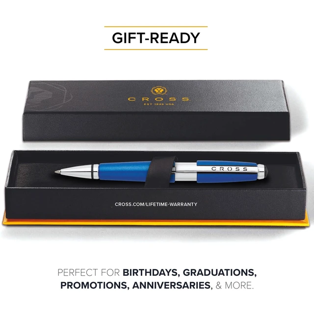 Alt view image 6 of 7 - Edge Nitro Blue Gel Rollerball Pen, Medium Point, Black Ink Elegant Accessory for Smooth Writing, Capless Slide-Open and Snap-Shut Design, Ergonomic Shape, Comfortable Grip, Gift-Ready