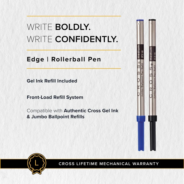 Alt view image 7 of 7 - Edge Nitro Blue Gel Rollerball Pen, Medium Point, Black Ink Elegant Accessory for Smooth Writing, Capless Slide-Open and Snap-Shut Design, Ergonomic Shape, Comfortable Grip, Gift-Ready