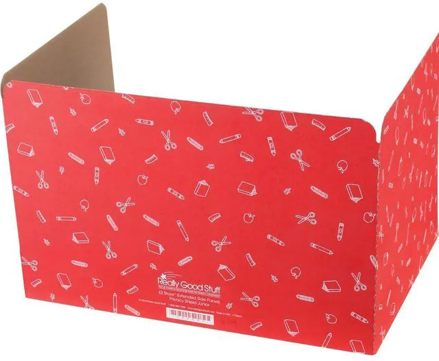 Main image of Large Privacy Shields Set of 12, Red, Matte Finish Distraction-Free Learning, Desk Divider Boards for Students, Testing Folders, Cardboard Panels, Classroom Essentials