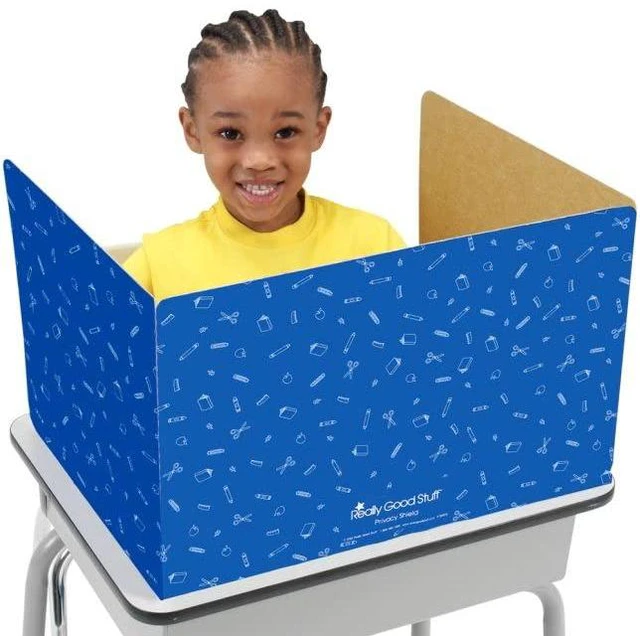 Alt view image 3 of 7 - Large Privacy Shields Set of 12, Red, Matte Finish Distraction-Free Learning, Desk Divider Boards for Students, Testing Folders, Cardboard Panels, Classroom Essentials