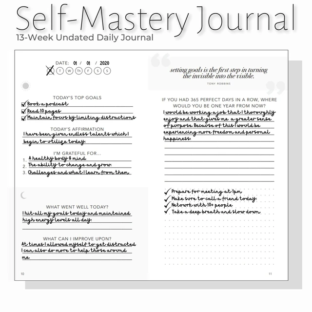 Alt view image 6 of 7 - Self-Mastery Journal for Men - Daily Productivity Journal for Happiness, Gratitude Journal, Mindfulness, Self Care & Reflection Goal Journal, Guided Journal for Men & Women Inspirational Journal
