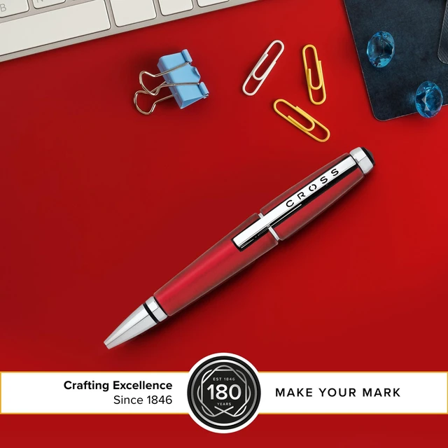 Alt view image 3 of 7 - Edge Formula Red Selectip Rollerball Pen, Medium Point, Black Ink Elegant Accessory for Smooth Writing, Capless Slide-Open and Snap-Shut Design, Ergonomic Shape, Comfortable Grip, Gift-Ready