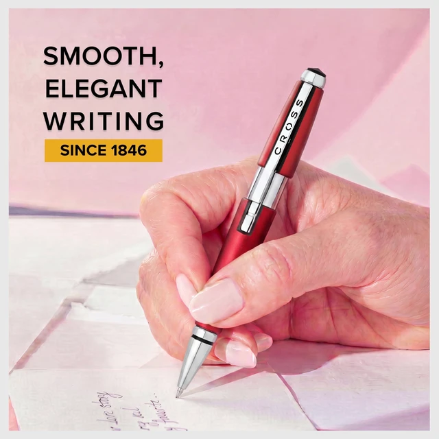 Alt view image 2 of 7 - Edge Formula Red Selectip Rollerball Pen, Medium Point, Black Ink Elegant Accessory for Smooth Writing, Capless Slide-Open and Snap-Shut Design, Ergonomic Shape, Comfortable Grip, Gift-Ready