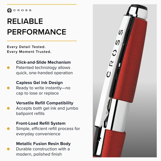 Alt view image 4 of 7 - Edge Formula Red Selectip Rollerball Pen, Medium Point, Black Ink Elegant Accessory for Smooth Writing, Capless Slide-Open and Snap-Shut Design, Ergonomic Shape, Comfortable Grip, Gift-Ready