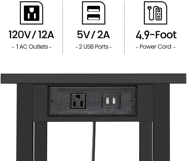 Alt view image 4 of 7 - Printer Stand, 2 Tier Rolling Printer Cart with Charging Station Small Under Desk Printer Table with Wheels for Small Space, Office, Home, Black PS01BK001
