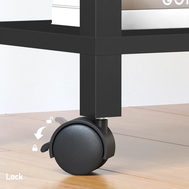Alt view image 5 of 7 - Printer Stand, 2 Tier Rolling Printer Cart with Charging Station Small Under Desk Printer Table with Wheels for Small Space, Office, Home, Black PS01BK001