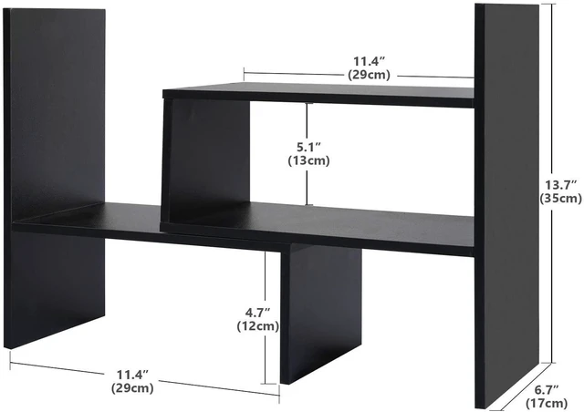 Alt view image 2 of 6 - Desktop Bookshelf Desk Storage Organizer Adjustable Wood Desktop Display Shelf Rack Counter Office Storage Rack Top Bookcase - Free Style Display Natural Stand Office Supplies Desk Organizer