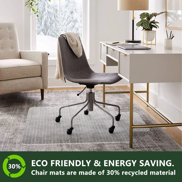 Alt view image 3 of 7 - Office Chair Mat for Carpet - 30" x 48" Computer Desk Chair Mats for Carpeted Floors, Easy Glide Rolling Plastic Floor Mat, ChairMats (with Lip)