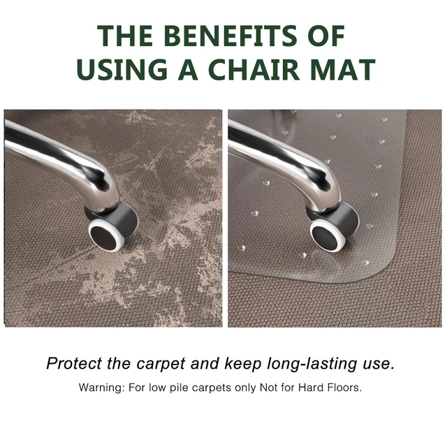 Alt view image 4 of 7 - Office Chair Mat for Carpet - 30" x 48" Computer Desk Chair Mats for Carpeted Floors, Easy Glide Rolling Plastic Floor Mat, ChairMats (with Lip)