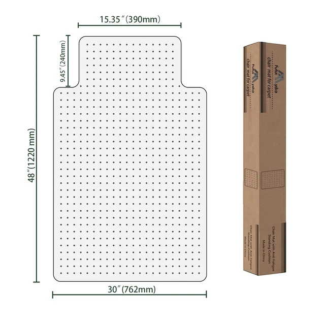 Alt view image 6 of 7 - Office Chair Mat for Carpet - 30" x 48" Computer Desk Chair Mats for Carpeted Floors, Easy Glide Rolling Plastic Floor Mat, ChairMats (with Lip)